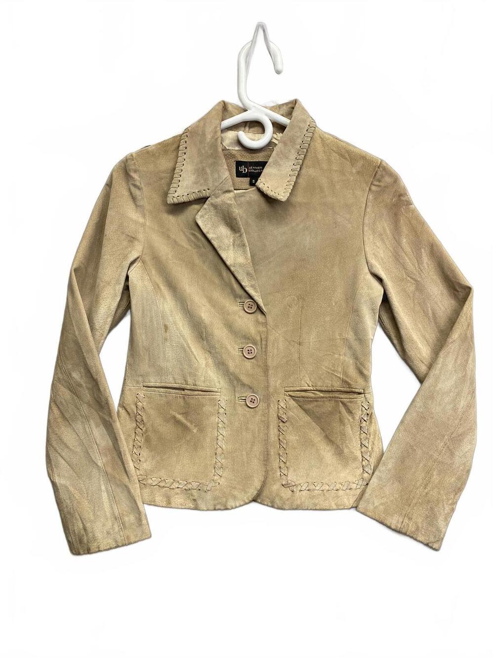 Vintage 90's UB Leather Collection Tan Suede Women's Blazer Size Small
